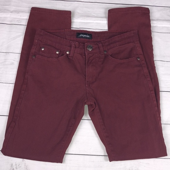 A’eropostale Burgundy Slim Straight Pants Sz 30/32 - Picture 1 of 12